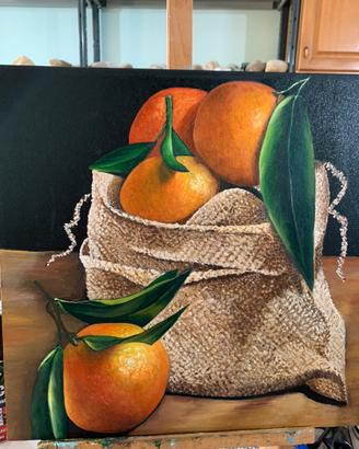 Quadro con le arance di Sicilia, dipinto a mano