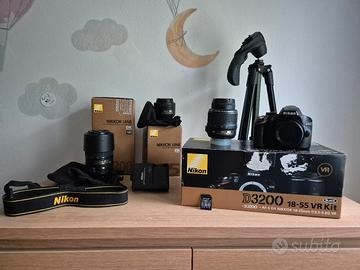 Nikon D3200 + obiettivi + trepiedi Manfrotto