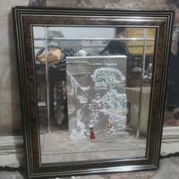 specchio QUADRO Vintage cornice legno mogano 