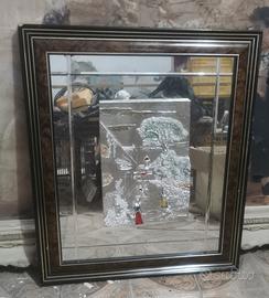 specchio QUADRO Vintage cornice legno mogano 