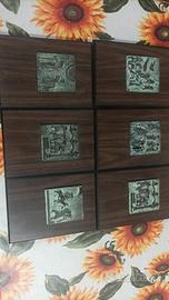 set 6 quadretti icone vintage bronzo patinato