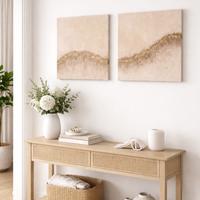 Set di 2 quadri astratti su tela con texture