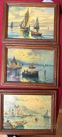 Set 3 quadretti vintage mare – barche a vela – cor