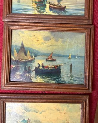 Set 3 quadretti vintage mare – barche a vela – cor