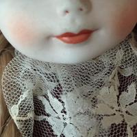 bambola vintage capelli veri dipinta, a mano 