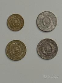 Lotto 4 Monete Jugoslavia 1 2 5 Dinara 1978-1990