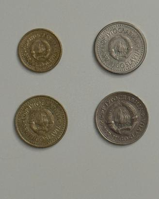 Lotto 4 Monete Jugoslavia 1 2 5 Dinara 1978-1990