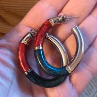 Orecchini in argento e smalto bicolore