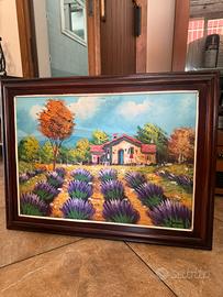 2 quadri olio su tela firmati papaveri lavanda