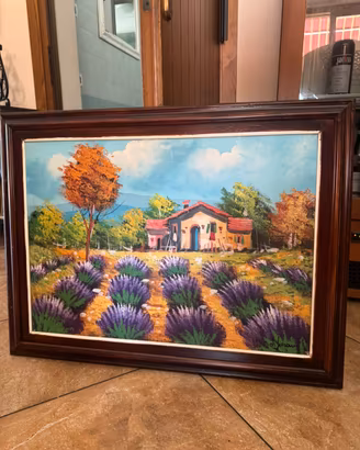 2 quadri olio su tela firmati papaveri lavanda