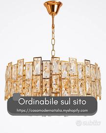 Lampadario Cristallo Dorato Soffitto Elegante