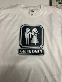 T-shirt Game Over Bianca Divertente