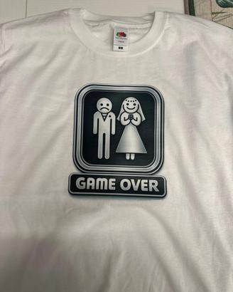 T-shirt Game Over Bianca Divertente
