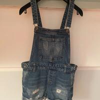 Salopette jeans pantaloni corti bambina 11-12 anni