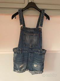 Salopette jeans pantaloni corti bambina 11-12 anni