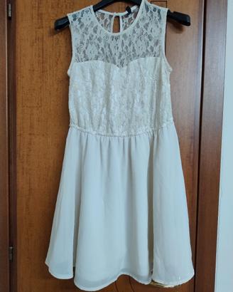 Vestito corto bianco pizzo H&M - S (42)