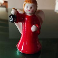 Mini Statuetta Angelo in Porcellana Rosso e Bianco