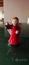 Mini Statuetta Angelo in Porcellana Rosso e Bianco