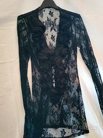 blusa in pizzo floreale trasparente 