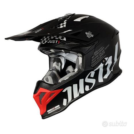 Just-1 casco nero opaco motard cross J39 nuovo