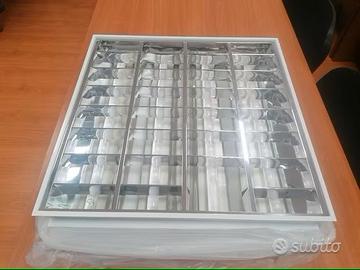 15 Plafoniere a 4 neon da 18w cad.  controsoffitto