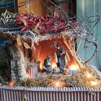 PRESEPE PRESEPIO ARTIGIANALE CON LUCINE