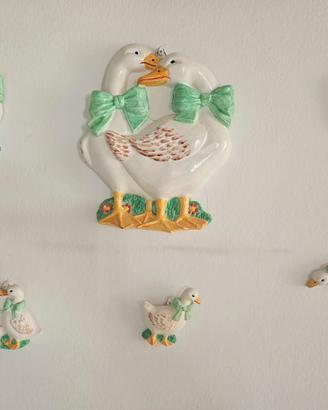 Set Vintage di Oche Decorative da Parete in Cerami