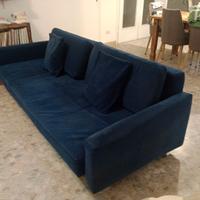 Divano letto in velluto blu