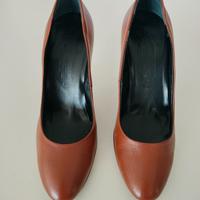 Scarpe décolleté di pelle color tabacco