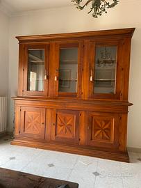 Mobile da salone con vetrina in legno massello