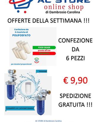 CONFEZIONE DA 6 PEZZI CARTUCCE POLIFOSFATO CALDAIA