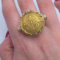 ANELLO ORO MONETA 24 ct DIAMANTI