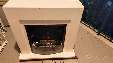 caminetto elettrico con mobile bianco