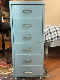 Mobiletto ufficio con rotelle in metallo compatto