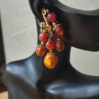 Orecchini Vintage a Clip con Perle Ambrate