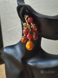 Orecchini Vintage a Clip con Perle Ambrate