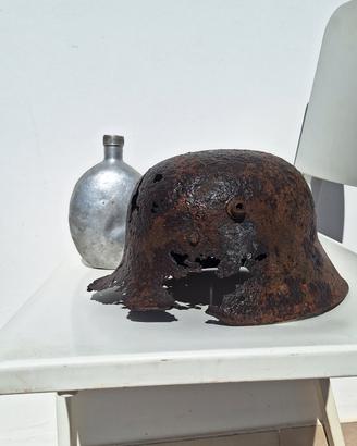 Elmetto + Borraccia tedesca ww2