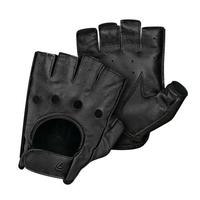 GUANTO PELLE MOTO CUSTOM MEZZE DITA LAMPA NERO