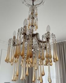 Lampadario Murano "Gocce ambrate" '60
