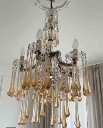 Lampadario Murano "Gocce ambrate" '60