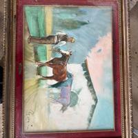 Quadro a olio - uomo con cavallo