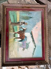 Quadro a olio - uomo con cavallo