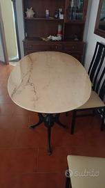 Tavolo con piano in marmo + 6 sedie