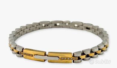 Bracciale uomo maglia rolex 10 zirconi