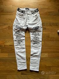 Jeans bianchi strappati uomo tg 42