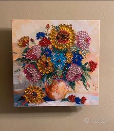 Quadro luminoso con vaso di fiori