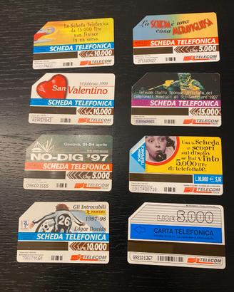 Lotto 8 schede telefoniche Telecom anni ’90
