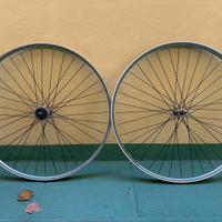 Cerchi 28x3/8 cromati, mozzi bianchi anni 30