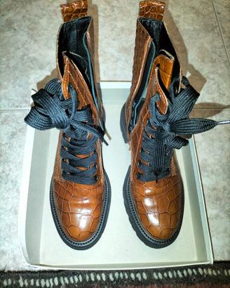 STIVALETTO IN PELLE ROSSO MATTONE DA DONNA