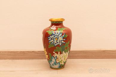 Vaso Cinese Cloisonné Vintage - Smalto e Fiori